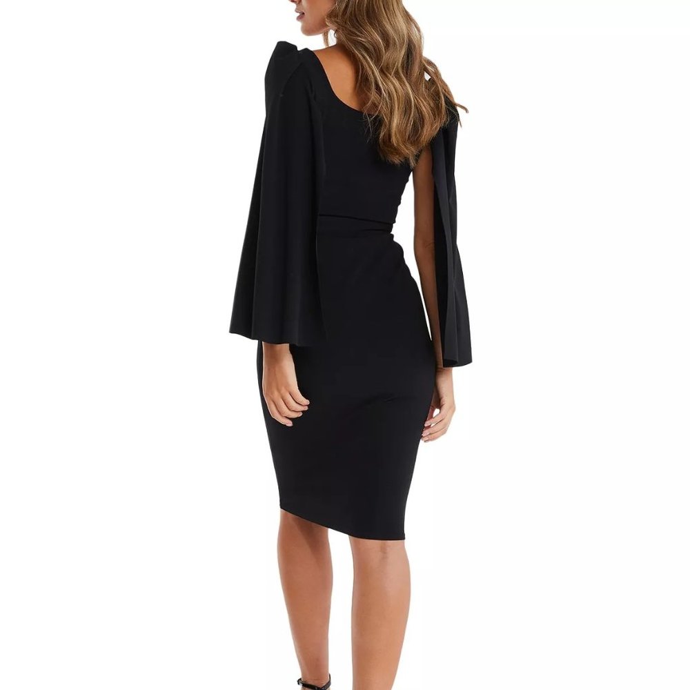 QUIZ Cape-Sleeve Midi Dress